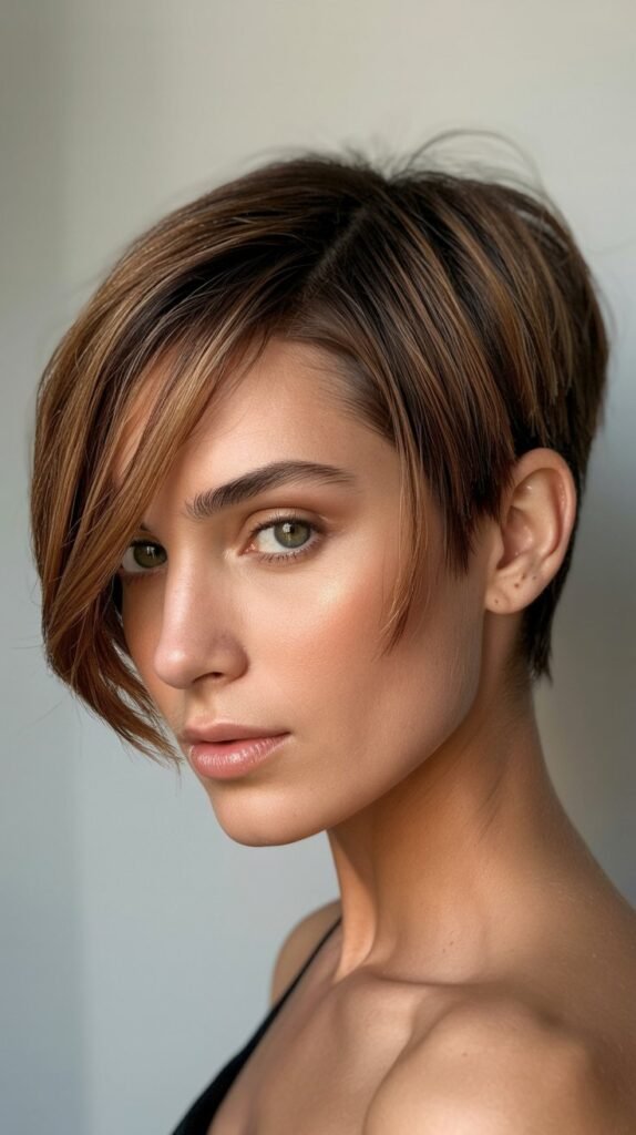  Asymmetrical Pixie with Side Swept Bangs