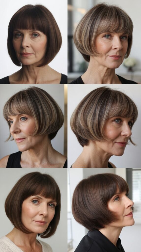  Straight-Across Bangs with Graduated Bob