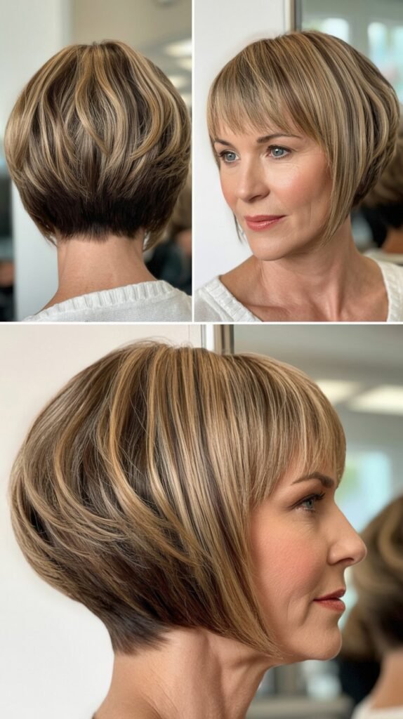 Stacked Bob with Angled Bangs