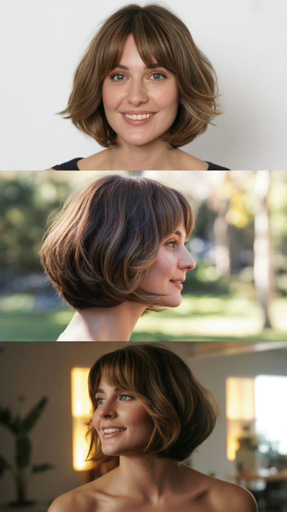  Graduated Bob With Textured Curtain Bangs
