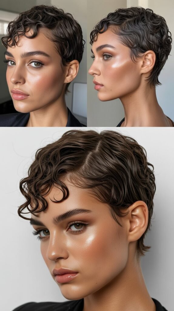 Wet-Look Curly Pixie