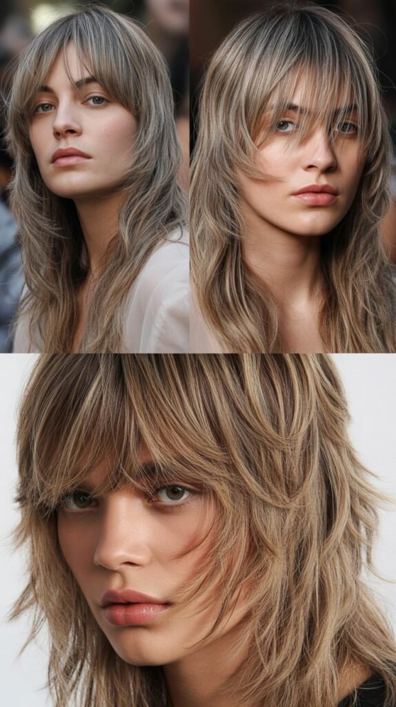 Long Layers with Piecey Textured Bangs