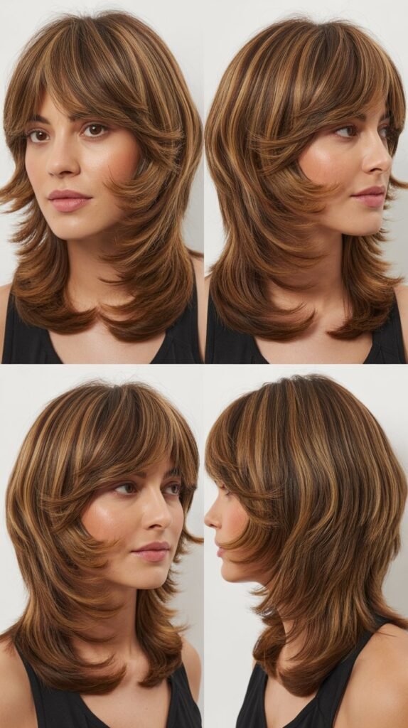 Medium Hair with Curtain Bangs for Thick Hair
