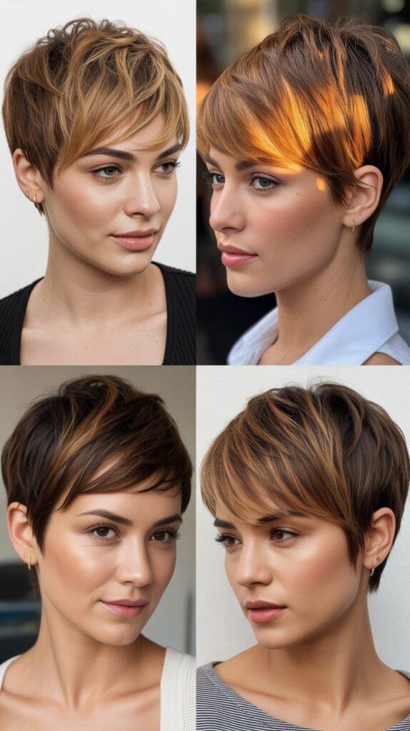 Choppy Pixie With Honey Highlights