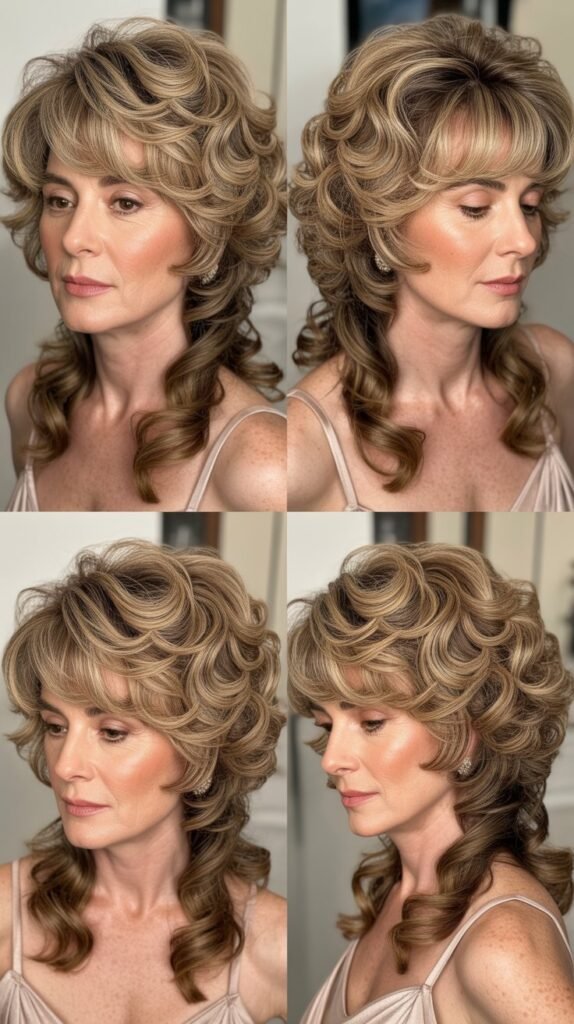  Feathered Side Bangs with Bouncy Curls