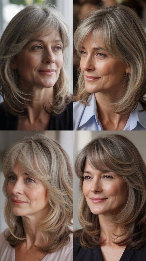 Wispy Curtain Bangs with Long Layers