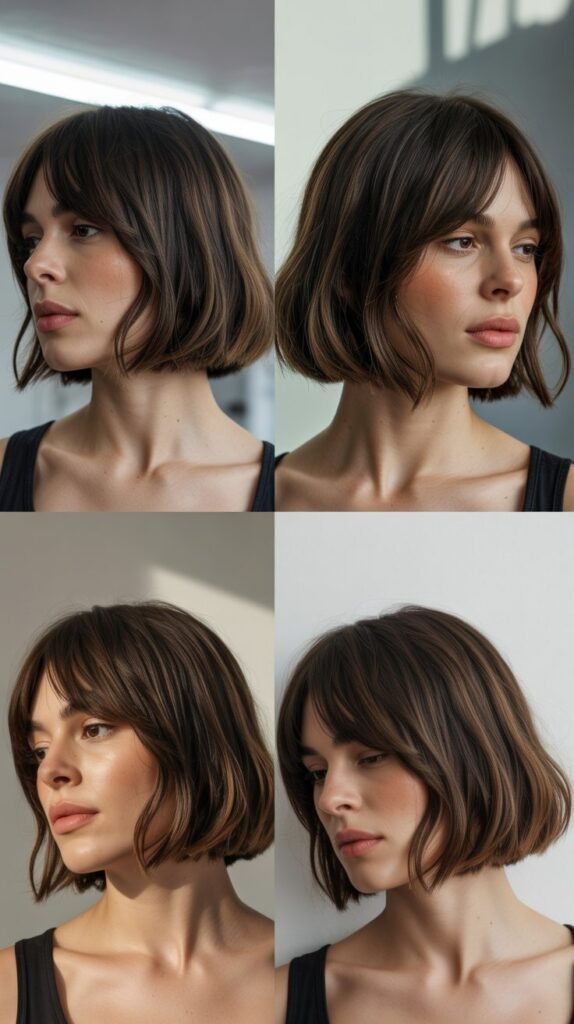 Blunt Lob with Piecey Textured Bangs