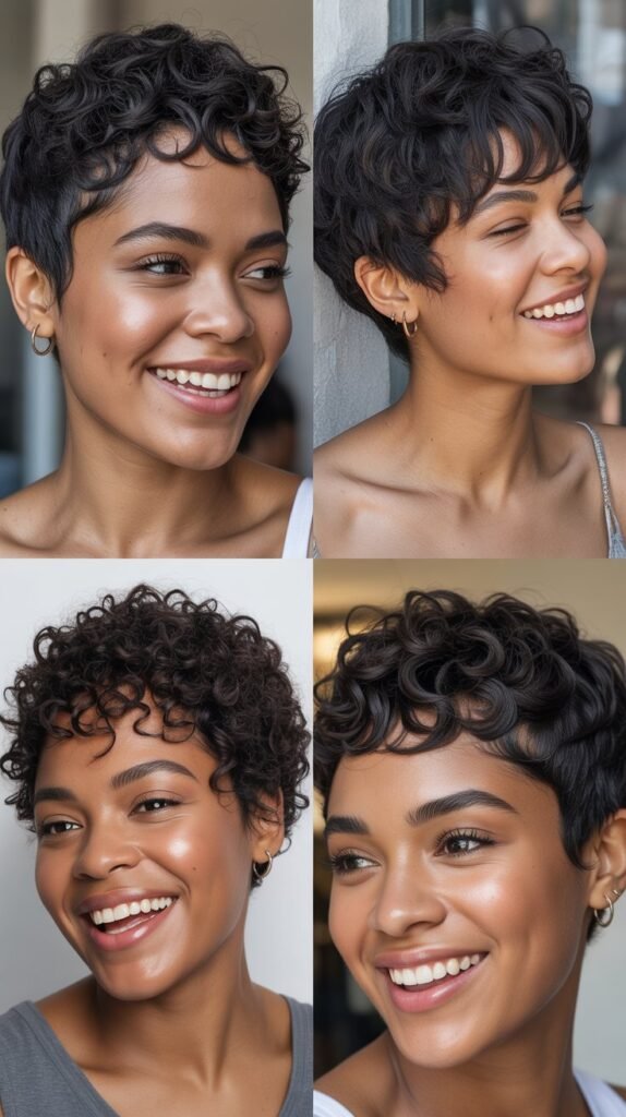 23. Natural Pixie With Coiled Bangs