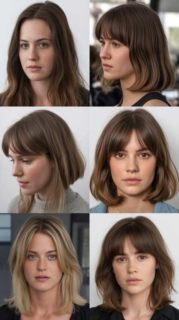 Medium Hair with Curtain Bangs Transformation Gallery
