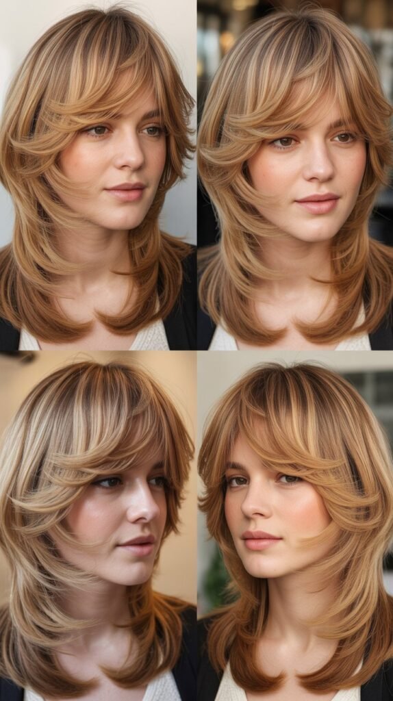 Layered Medium Hair With Swoopy Wispy Bangs