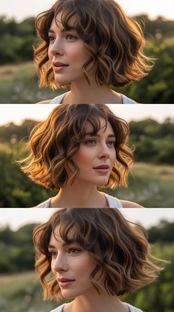  Wavy Lob with Wispy Side-Swept Bangs