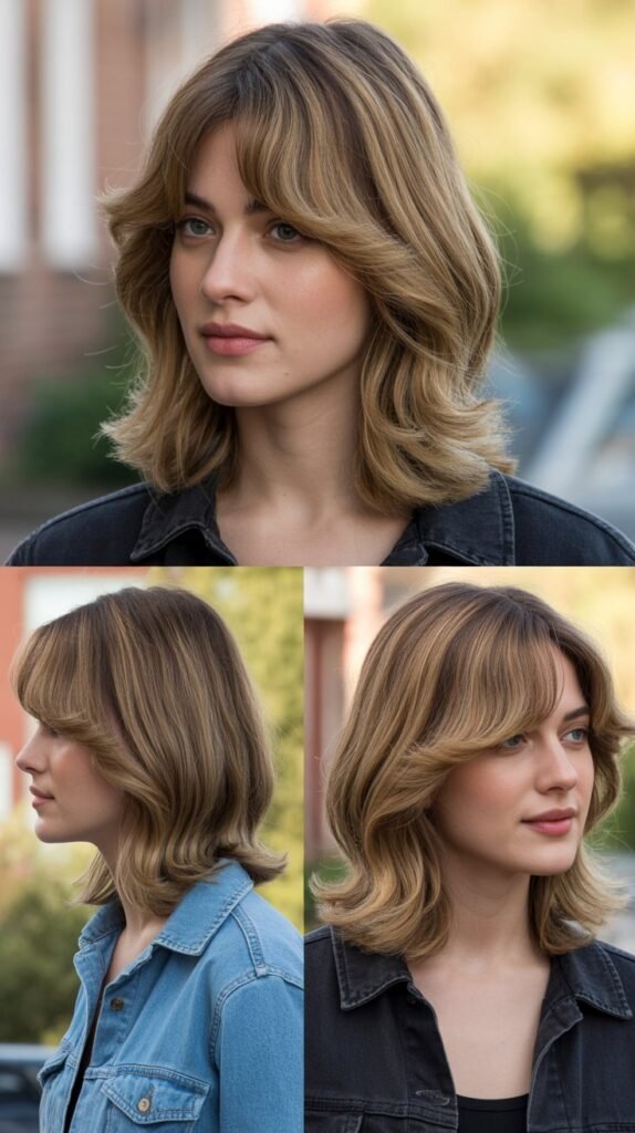 Medium Hair with Grown-Out Curtain Bangs