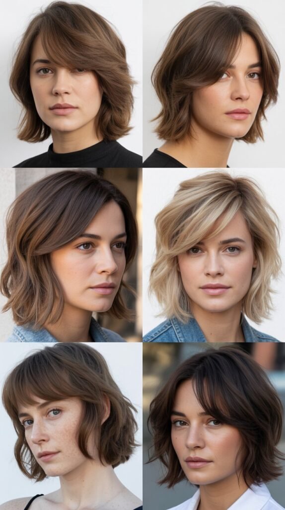 Asymmetrical Medium Cut With Side Wispy Bangs