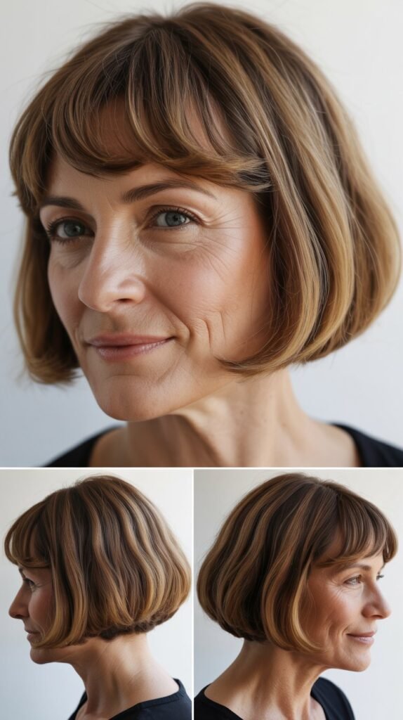 Rounded Bob with Curved Bangs