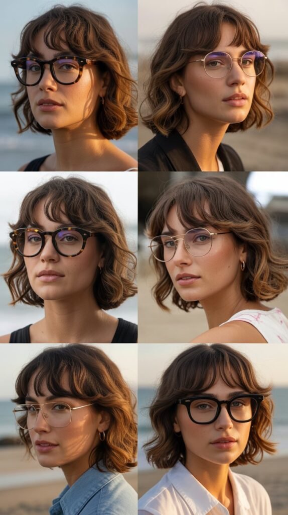 Curtain Bangs with Medium Beachy Waves