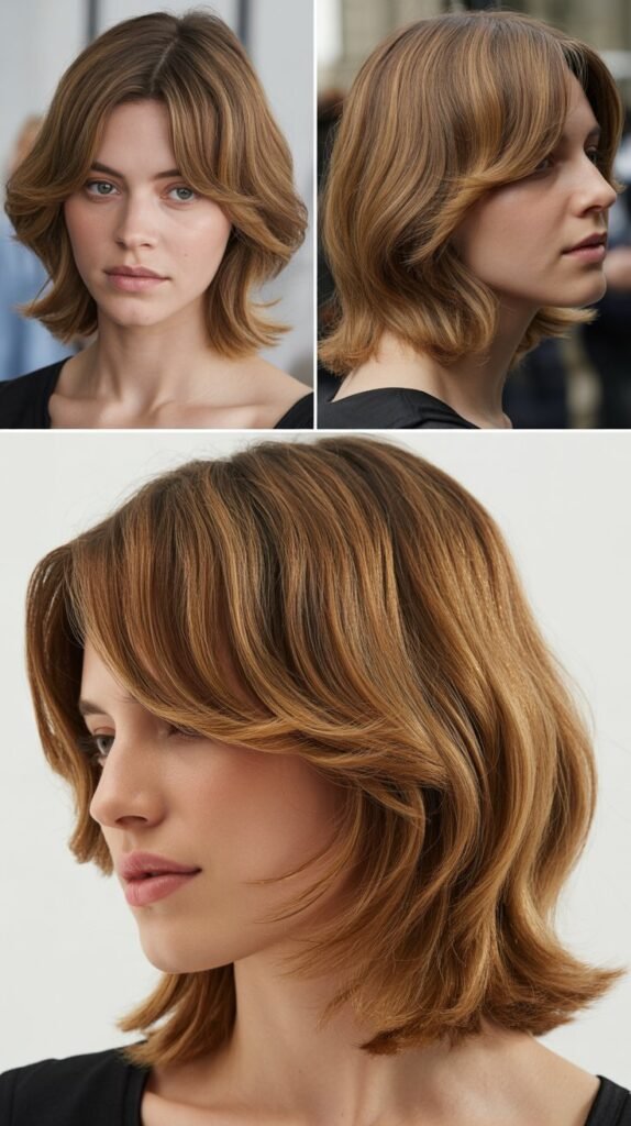 Medium Hair with Side-Parted Curtain Bangs