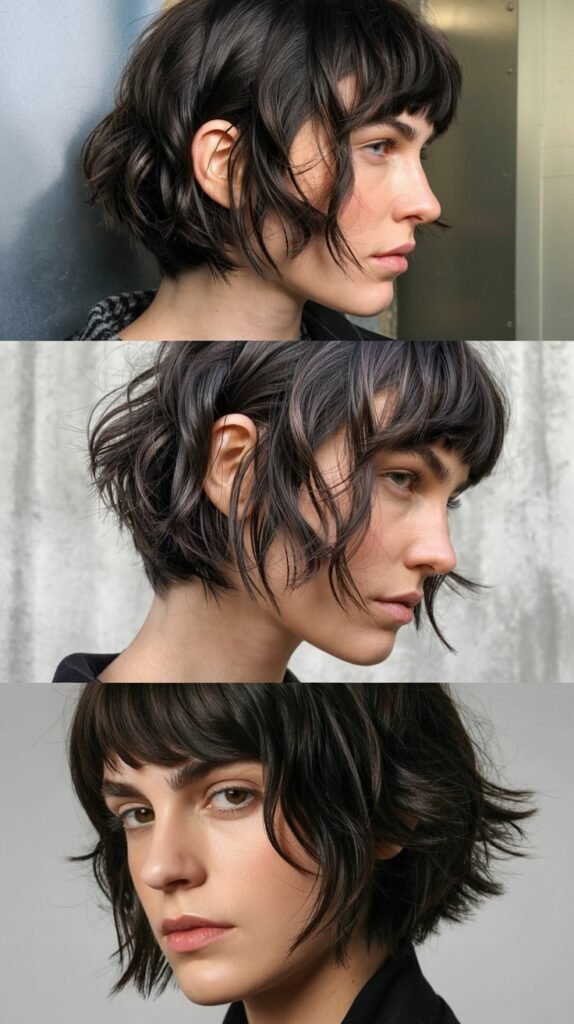 Textured Bob with Choppy Side Bangs