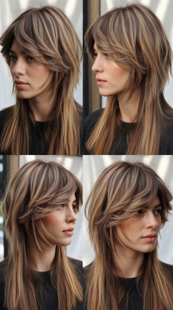 Layered Hair with Choppy Curtain Bangs
