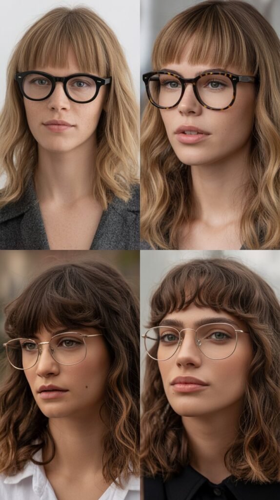 Thick Blunt Bangs with Medium Wavy Hair