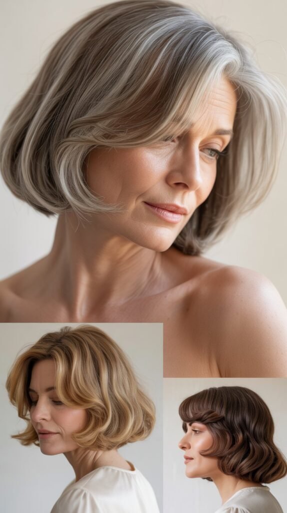 40. Chin-Length Bob with Swoopy Bangs