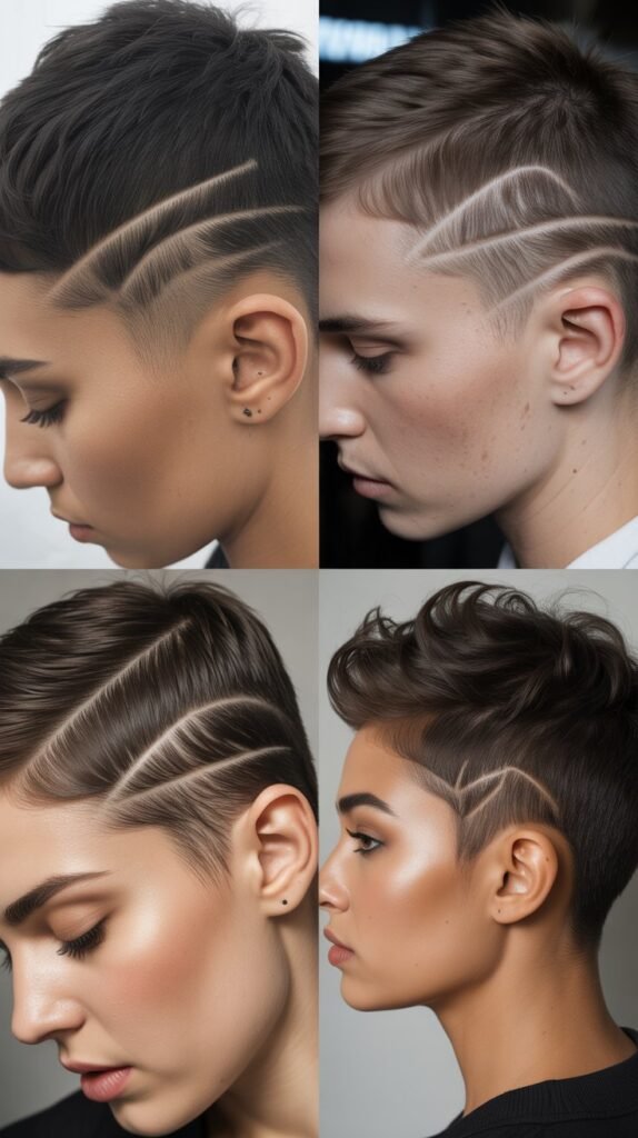 25. Pixie with Tapered Sideburns