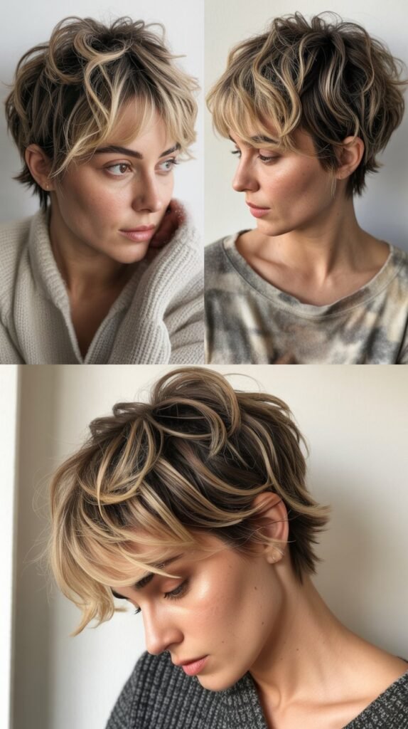 Messy Pixie With Blonde Streaks