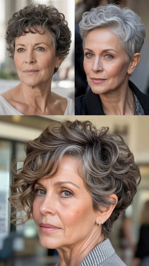 Curly Pixie with Longer Top