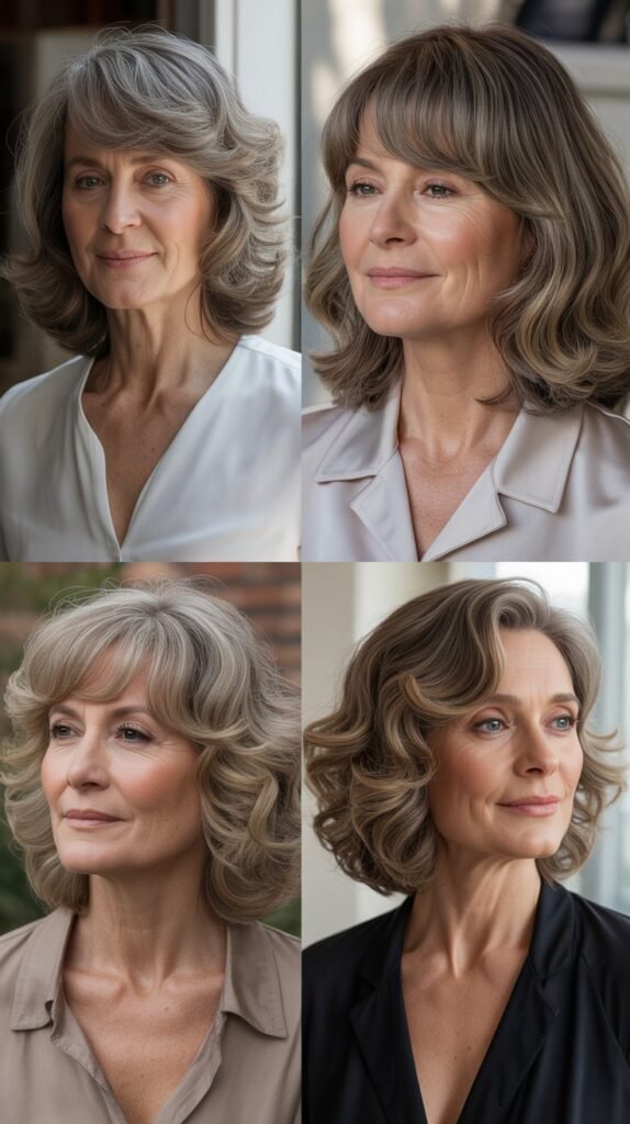 Wispy Curtain Bangs with Shoulder-Length Waves