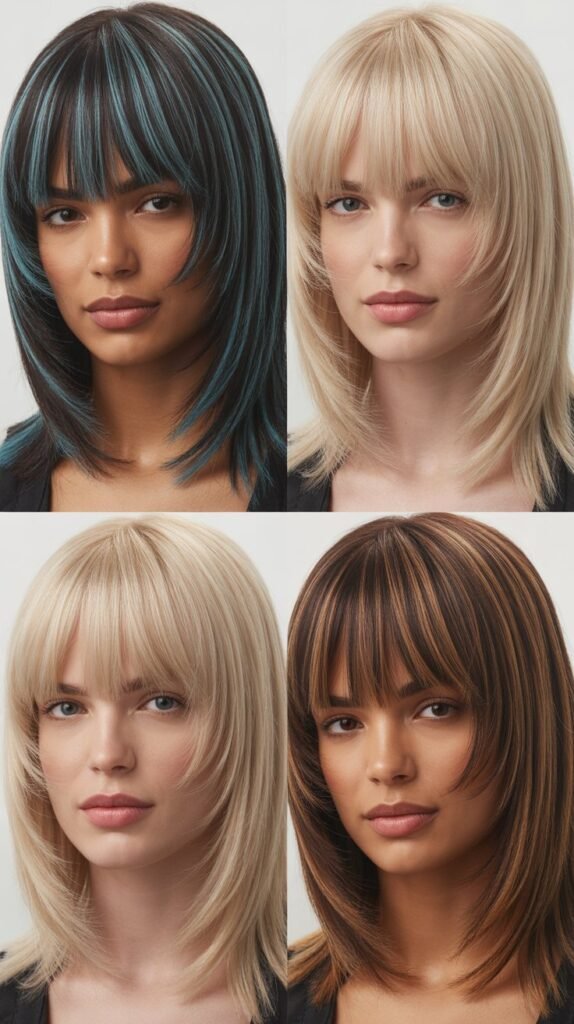 Straight Medium Hair With Baby Wispy Bangs