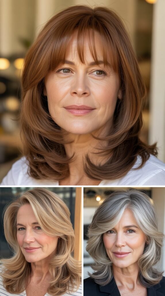 Curtain Bangs with Face-Framing Layers