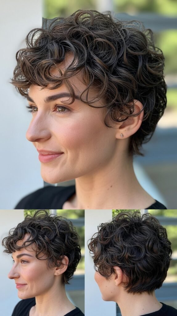 10. Curly Pixie for Fine Hair