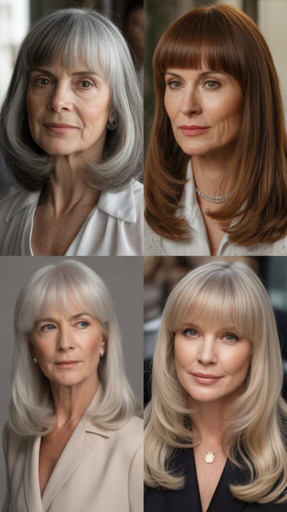 Classic Blunt Bangs with Long Straight Hair