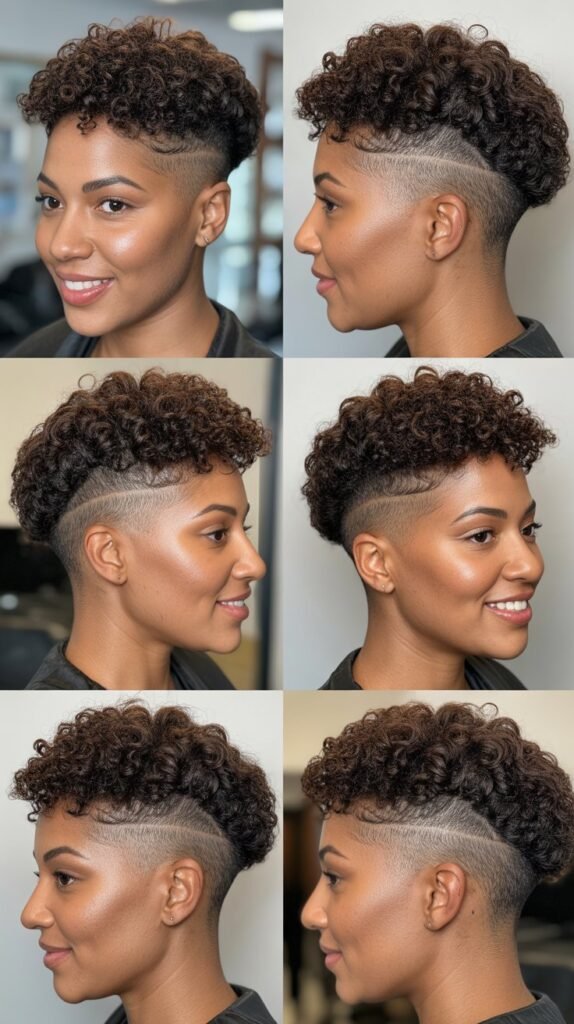  Curly Temple Fade