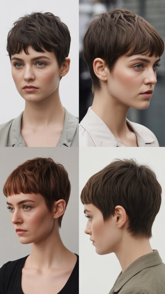29. Textured Crop With Forward-Swept Bangs