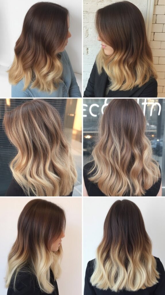 Dark Brown Roots with Blonde Ends