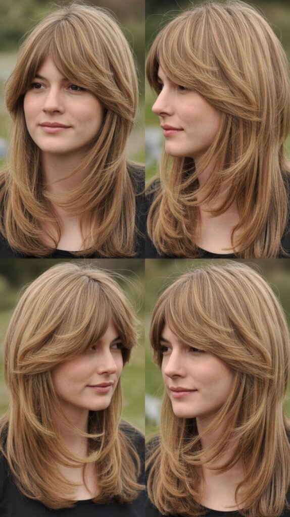 Feathered Layers with Swept Bangs