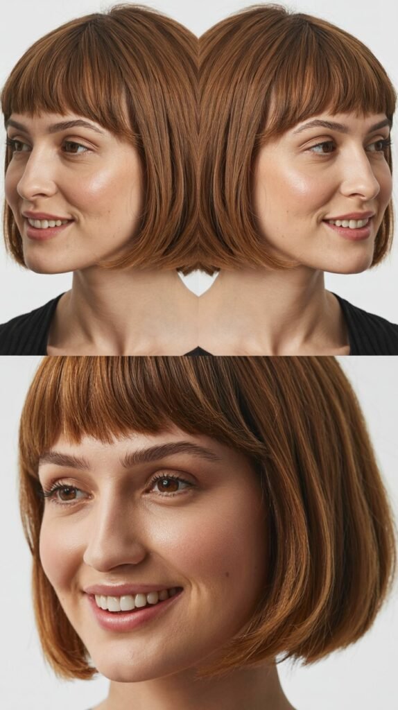 Chin-Length Bob with Curved Bangs