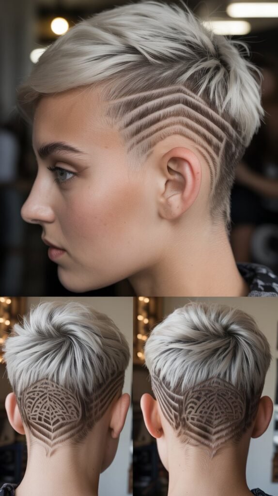 Pixie with Shaved Designs