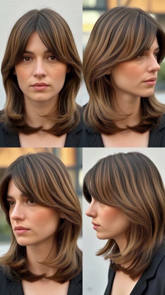 1. Curtain Bangs With Long Flowing Layers