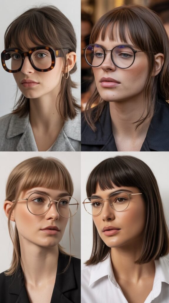 Long Curtain Bangs with Medium Straight Layers