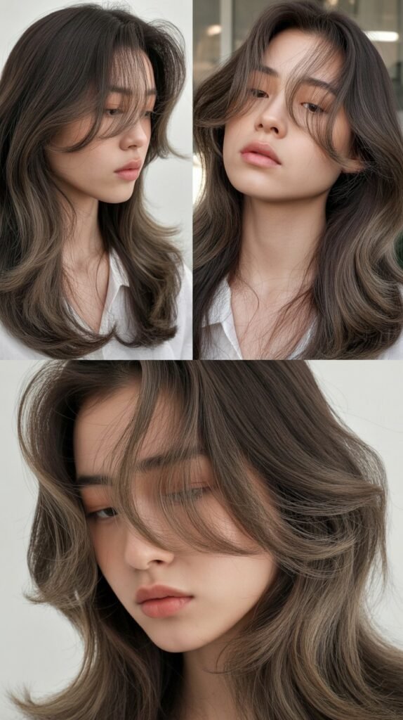 Long Layers with Korean-Style Bangs