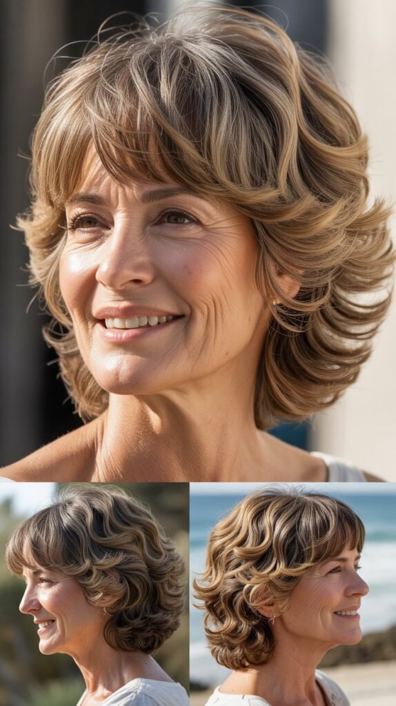  Textured Bangs with Loose Beach Waves