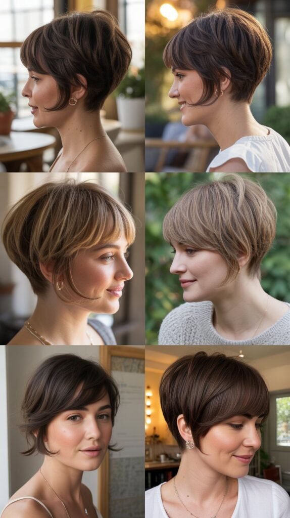26. Rounded Pixie With Curved Side Bangs