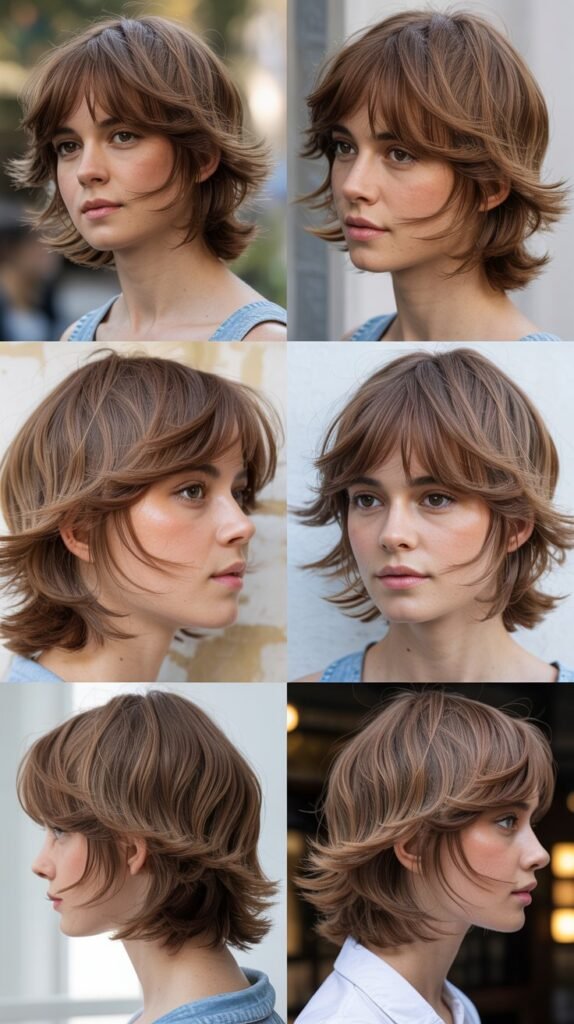 Chin-Length Cut with Feathered Side-Swept Bangs