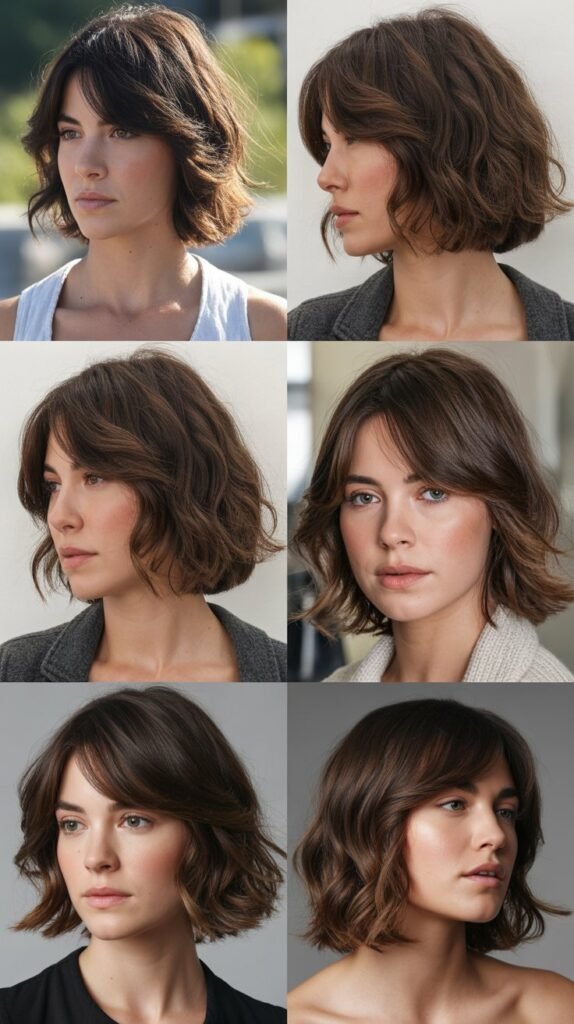 Wispy Side-Swept Bangs with Textured Lob