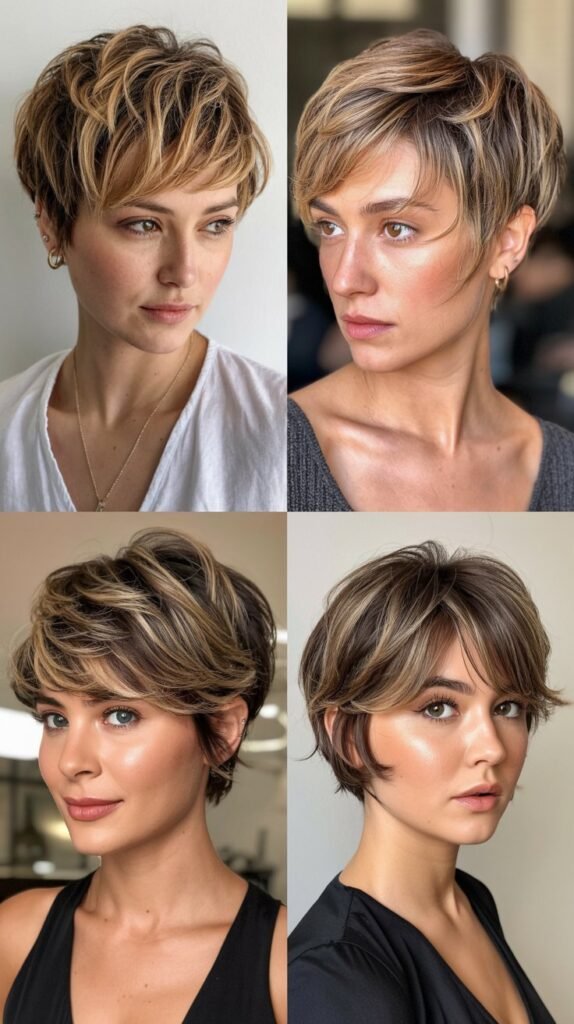 8. Balayage Shaggy Pixie