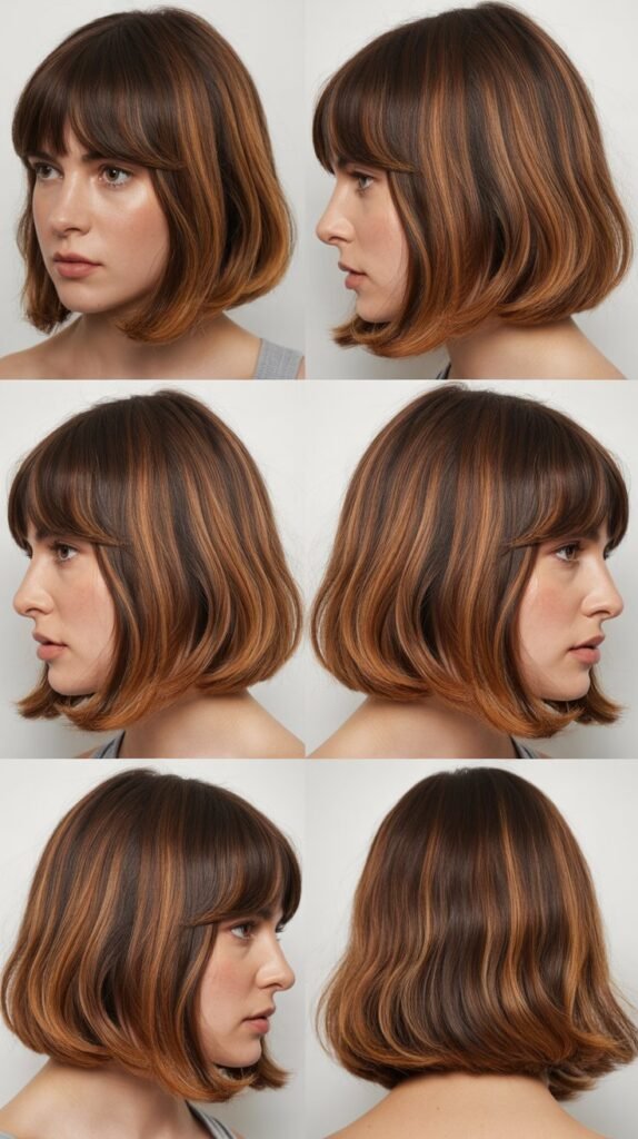 Curtain Bangs With Blunt Cut Medium Bob