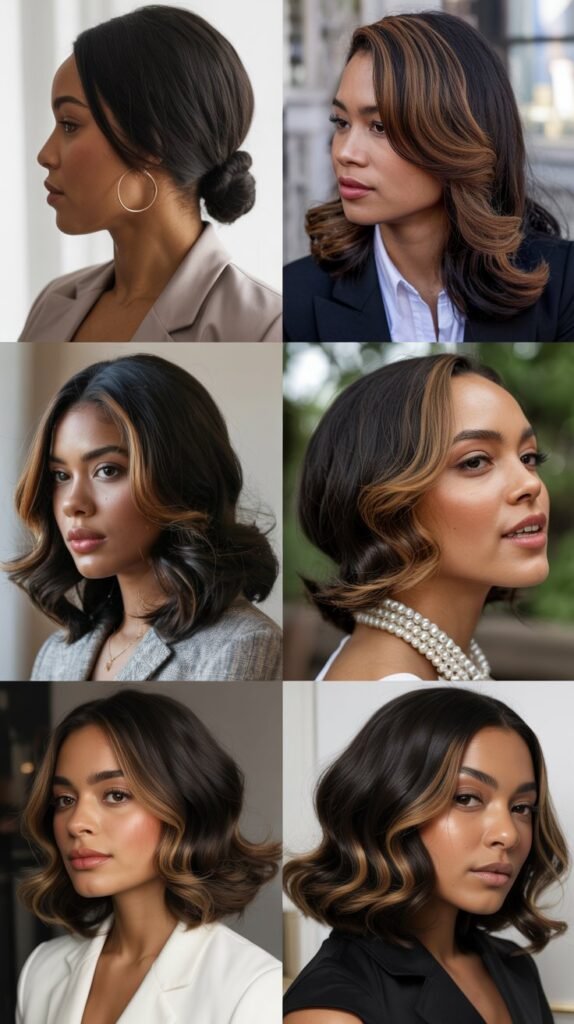 Mocha Highlights on Black Hair