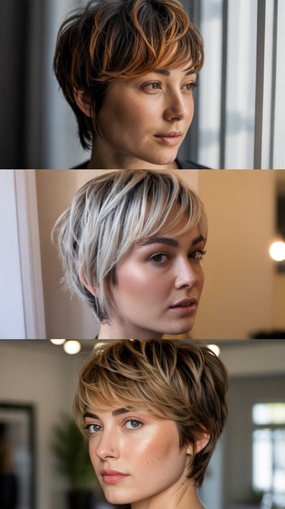 13. Shaggy Pixie with Face-Framing Highlights
