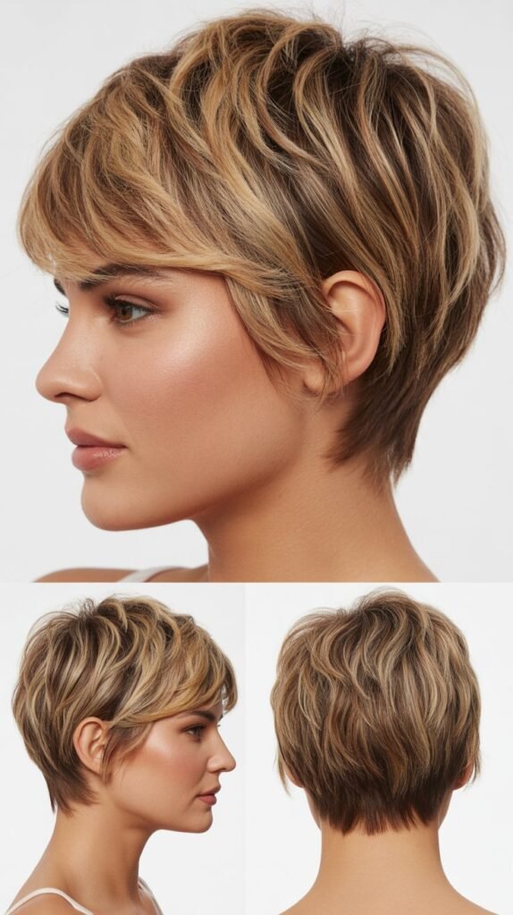 Tousled Pixie With Beachy Blonde Highlights